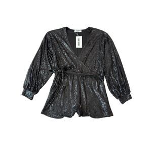 NWT Saint Genies Black Sequin Long Sleeve Romper Party Playsuit